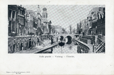 1281 Gezicht op de Oudegracht Weerdzijde te Utrecht met op de achtergrond de Viebrug en links de St. - Augustinuskerk ...